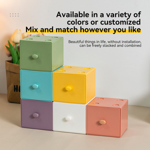 Caja <span class=keywords><strong>de</strong></span> <span class=keywords><strong>Almacenamiento</strong></span> Apilable Cuadrada <span class=keywords><strong>de</strong></span> Plástico PS para Escritorio, Combinación Libre, Caja <span class=keywords><strong>de</strong></span> <span class=keywords><strong>Almacenamiento</strong></span> para Cosméticos y Artículos Diversos - Product Image 4