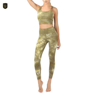Conjunto de yoga para mujer, transpirable y elástico, de dos piezas, con sujetador deportivo y leggings de cintura alta para gimnasio, ejercicio y uso diario. - Product Image 3