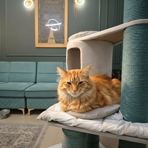 Modern Large Folding Luxury Handicraft Cat Tree Tower 4-Level Plush Condo Vertical Sisal Scratching Posts Hanging Toy Indoor Use - Product Image 4