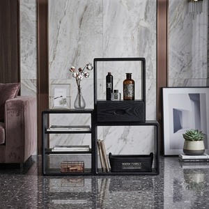 Ensemble de 10 boîtes de rangement modulaires modernes en bois d'acacia, empilables, étanches et écologiques pour salon et maison - Product Image 6