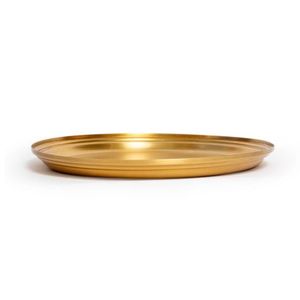 Traditional Brass Serving Tray Featuring Intricate Patterns Suitable For Cultural Ceremonies And Decorative Display - Product Image 1