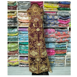 Telas de Seda Cruda de Alta Calidad Estilo ASOEBI Africano, Encaje Nigeriano Hecho a Mano, para Vestidos de Novia - Product Image 1