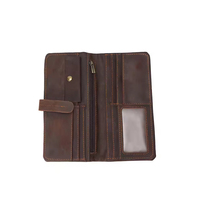 Dompet Lipat Mewah Unisex Kulit Tipis Panjang Tahan Lama Tempat Kartu Kredit Penjepit Uang Kantong Koin Desain Minimalis