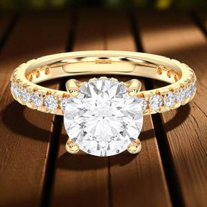 Bague de fiançailles en or massif 2.50 carat E-F/VSS-VS Moissanite coupe ronde pour femme ensemble de broches en diamant - Product Image 4