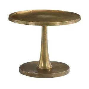Mesa Auxiliar Redonda de Mármol de Lujo Moderno Más Vendida con Base de Pedestal de Metal Dorado para Sala de Estar a Precio Económico - Product Image 5