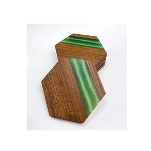 Sous-verre en bois en résine époxy design sous-verre en résine sous-verres personnalisés forme ronde couleur verte au meilleur prix - Product Image 6