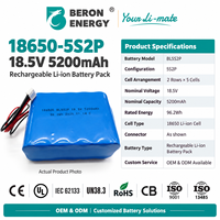 Baterai Penerangan Rumah 18.5V 5200mAh 18650 5S2P Sel Lithium Ion Isi Ulang untuk Lampu Meja Lampu Dinding Lampu Plafon