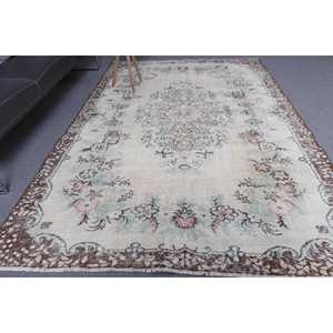 พรมขนาด 5.6x8.8 ฟุต, พรมตุรกี, พรมลายพรางสีน้ำตาลวินเทจทำจากขนสัตว์ - Product Image 2