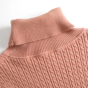 Pull à col roulé coupe ajustée confortable pour femmes Pull en tricot à manches longues avec motif en tricot torsadé Robe de fond assortie - Product Image 2
