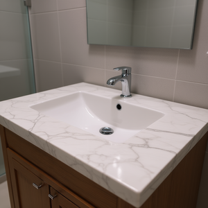 Plans de travail personnalisés pour cuisines et salles de bain en quartz Calacatta, comptoirs en pierre naturelle Carrara Calacata, découpe préfabriquée pour projets hôteliers - Product Image 3