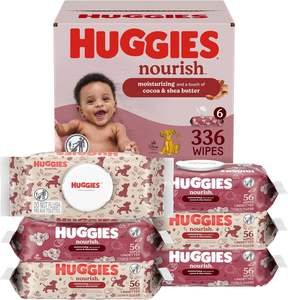 Lingettes pour bébé parfumées Huggies Nourish, 6 paquets à bouton-poussoir (336 lingettes au total) - Product Image 1