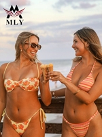 Nieuwe collectie gesplitste tweedelige bikini met grid-print dames badkleding set fitness zwempak leverancier