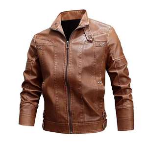 Veste en cuir PU pour hommes manteau à fermeture éclair automne capuche mode vêtements de rue couleur unie veste de moto décontractée - Product Image 6