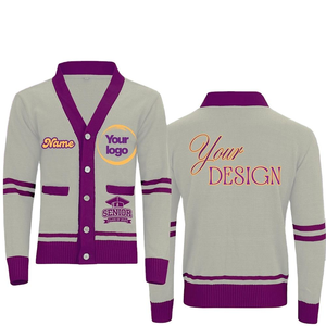 Wholesale Custom Embroidery Logo Women <b>Cardigan</b> Sweater 100%Cotton V Neck Letter Sorority Organization High Quality 7GG - Product Image 1