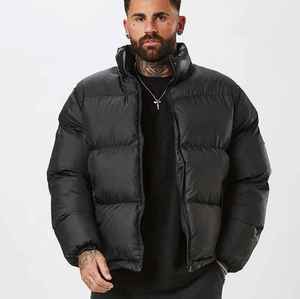 Vestes longues matelassées en toile de fibre de bambou pour hommes, logo brodé personnalisé, vestes matelassées d'hiver à capuche - Product Image 1