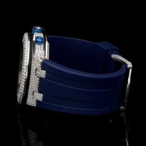 Reloj de Lujo para Hombre, Estilo Hip Hop, con Correa de Silicona Azul, Diamantes Moissanite VVS, Personalizado, Brillante, Elegante y Moderno - Product Image 3