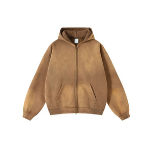 Sweat à capuche unisexe délavé au soleil, 100% coton, 400 GSM, lourd, broderie vintage, patch décontracté, coupe-vent, écologique pour homme - Product Image 3