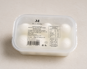 Queso Burrata Fresco Italiano de Alta Calidad, 100g, Burratina sin Cabeza, 10 Piezas, Bandeja Sellada de 1kg para Servicio de Alimentos y Venta al por Menor - Product Image 4