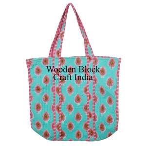 Sac fourre-tout en coton 100% imprimé à la main en Inde, tendance, nouveau style, sac de marché, cadeau pour elle - Product Image 6