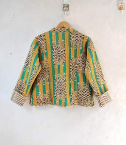 Veste matelassée 100% coton pour femmes réversible imprimé tigre nouvelle rayure Vintage Style Boho indien empreinte de main décontracté vêtements d'extérieur d'hiver - Product Image 5