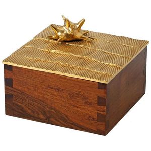 Caja de almacenamiento decorativa redonda de latón con tapa organizador contenedor estilo antiguo soporte multiusos caja de almacenamiento de bote de joyería - Product Image 6