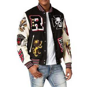 เสื้อแจ็กเก็ตผ้ากำมะหยี่สำหรับผู้ชายปักโลโก้ตามสั่งติดเสื้อแจ็คเก็ตขนแกะบอมเบอร์เบสบอลแพ็คได้ตามต้องการ - Product Image 3