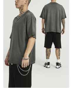 เสื้อยืดวินเทจของผู้ชายผ้าฝ้าย100% ซักกรดเสื้อยืดไหล่ตกไซส์โอเวอร์ไซส์แบบสั่งทำ - Product Image 5