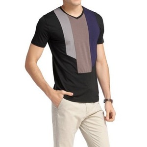 เสื้อยืดคอวีพิมพ์ลายสำหรับผู้ชายเสื้อเปล่าแบบเรียบสำหรับงานพิมพ์สกรีนคุณภาพสูงงานตามสั่ง - Product Image 3