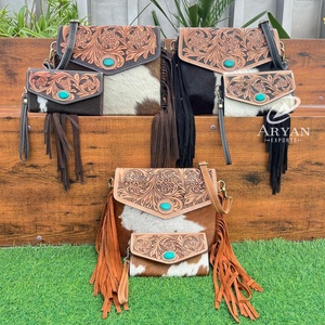 Nuevo Conjunto Combinado personalizado de gran capacidad de 2 piezas, de cuero bolso de mano de vaca y bolso de mano, conjuntos duraderos de nuevo diseño - Product Image 1