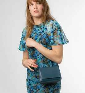 Sac bandoulière en cuir bleu sarcelle pour femme, petit sac à main avec sangle réglable, sacoche minimaliste à rabat, mode quotidienne, fermeture éclair, couleur bonbon - Product Image 3