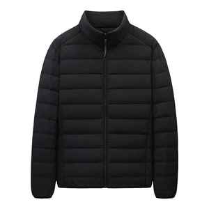 Chaqueta de invierno acolchada de pato informal para hombre, cuello levantado, capucha larga repelente al agua aislada ligera, deportes al aire libre, Parte delantera alta - Product Image 5