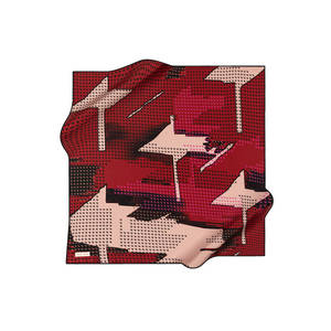 Vintage <b>Silk</b> Square <b>Scarf</b> with Geometric Digital Print - Product Image 1