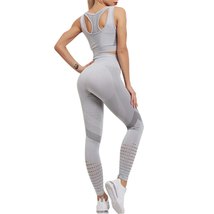 Ensemble de Yoga décontracté nouveau Design pour femmes Leggings taille élastique et short de Fitness surdimensionné ensemble de Yoga d'entraînement à motif solide - Product Image 3