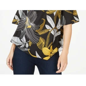 Top da Donna Thalia Sodi con Spalle Scoperte, Ricamo e Stampa Leopardata in Chiffon di Seta, Formale per Ufficio, Taglia XL, Primavera/Estate - Product Image 3