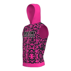 เสื้อฮู้ดแขนกุดลายพรางสีชมพูแบบมีซิปสำหรับผู้ชาย สไตล์สปอร์ต ทรงปกติ เหมาะสำหรับฤดูร้อน - Product Image 2
