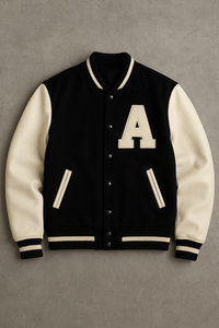 Veste universitaire moderne avec doublure en polyester lisse et poignets côtelés et manches en cuir bicolore pour un confort et un design intemporel - Product Image 4