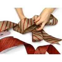 ริบบิ้นผ้าไหมธรรมชาติสีแดงลายกลิตเตอร์เปปเปอร์มินต์สำหรับตกแต่งคริสต์มาส - Product Image 2