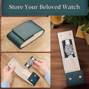 Étui à montre en cuir de voyage de qualité supérieure personnalisé en gros avec doublure en daim, fait à la main, portable, pour une seule montre - Product Image 6