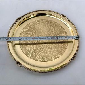 ถาดเสิร์ฟทรงกลมทำจากทองเหลืองโบราณคุณภาพเยี่ยมพร้อมรูปทรงและขนาดที่กำหนดเองพร้อมงานขัดเงาสีทองในอัตราที่ดีที่สุด - Product Image 2