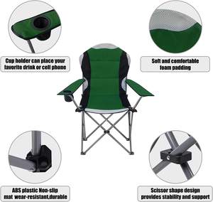 Chaises de Camping rembourrées pour adultes avec accoudoirs et porte-gobelet, robustes et pliables, portables pour la pêche, la plage, les voyages en <span class=keywords><strong>caravane</strong></span> - Product Image 3