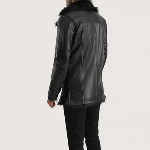 Furcliff <b>Men's</b> Black <b>Leather</b> Bomber <b>Jacket</b> Winter Windproof and Breathable Heated and Anti-Bacterial Features - Product Image 4