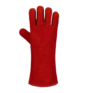 Guantes largos de cuero negro de aluminio de 16 pulgadas industriales comerciales ignífugos de cuero de alta calidad guantes de soldadura por calor - Product Image 2