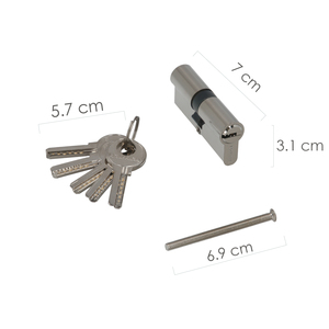 Cilindro di sicurezza 35x35 mm/13,5 a camma corta nichelato con 5 chiavi - Product Image 2