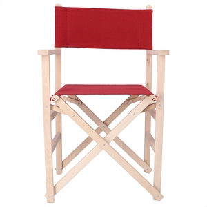 Chaise de directeur WELL HOME en bois de hêtre avec finition non vernie et toile grenat 51x46x86 cm, chaise de bureau - Product Image 1