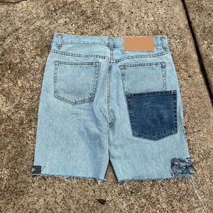 Pantalones cortos de mezclilla informales con logotipo bordado y parche personalizado, para deportes de verano, Jogging, playa, vintage, desgastados, secado rápido, cierre con cordón - Product Image 6