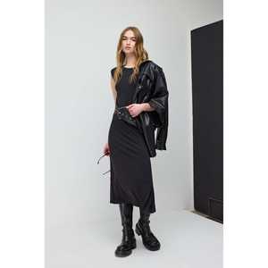 Midi Dress with <b>Shoulder</b> <b>Pads</b> and Side Slits - Product Image 5