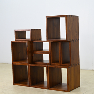 Bibliothèque moderne élégante en bois de teck avec un design carré flexible et modulaire pour bureau d'étude salon - Product Image 4