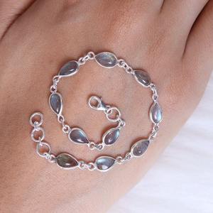 925 Solid Sterling <b>Silver</b> Boho Style <b>Bracelet</b> with Labradorite Gemstone Handmade Tennis <b>Bracelets</b> for Women Classic Jewelry Gift - Product Image 4