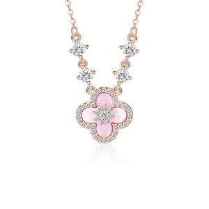 สร้อยคอซ้อนลายดอกซากุระสีชมพูเจลิยา ทำจากเงินสเตอร์ลิง - Product Image 1