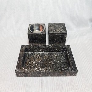 Brûleur à dhoop en bois artisanal créatif avec incrustation en laiton Porte-encens traditionnel avec tiroir de rangement Brûleur à encens Bakhoor - Product Image 1